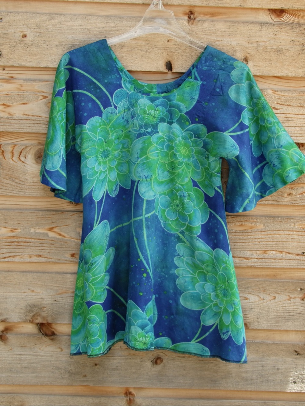 Handmade RARE Vintage 1950's Cobalt blue and green shirt/dress.